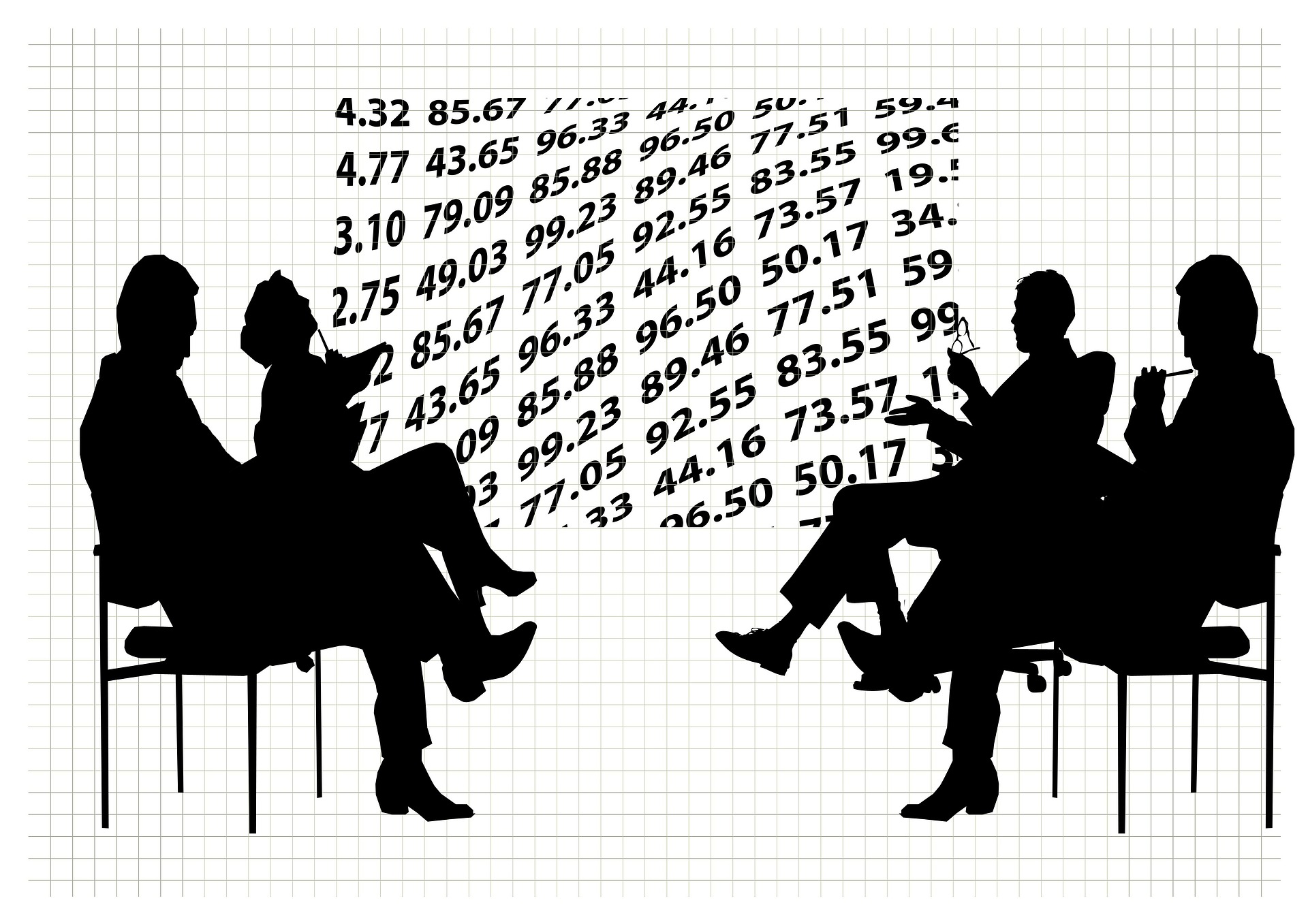 meeting with numbers in the background